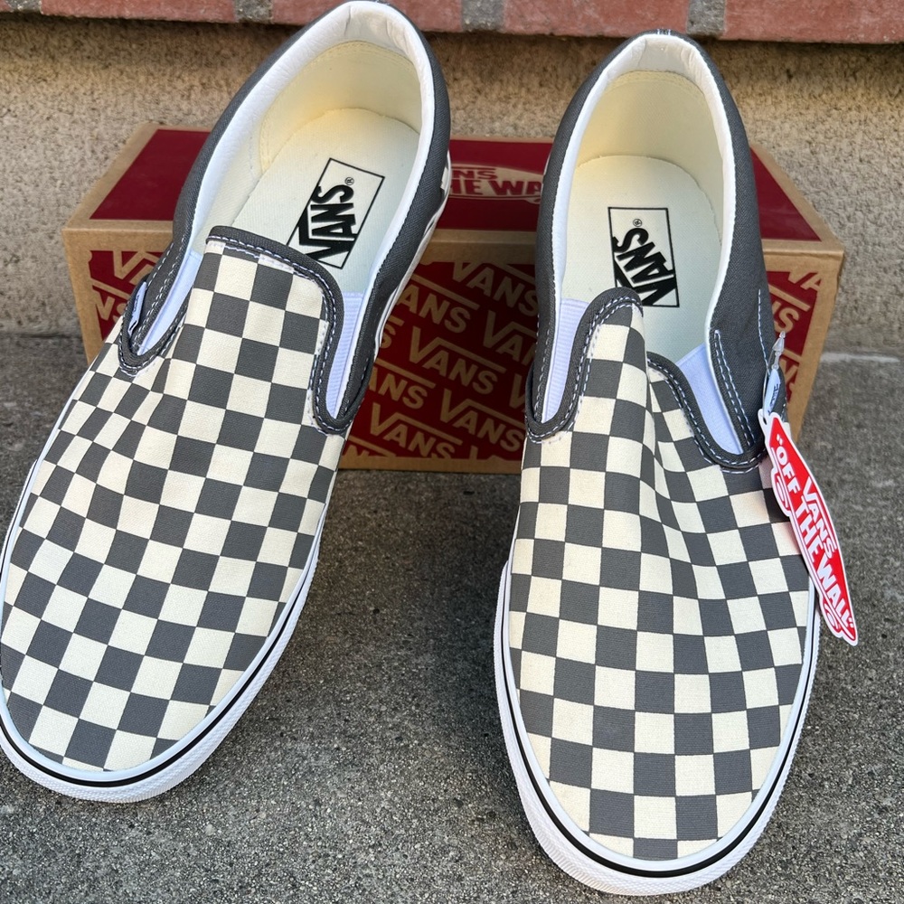 NWT and box.  Gray checkered Slip on Vans.  Size 11